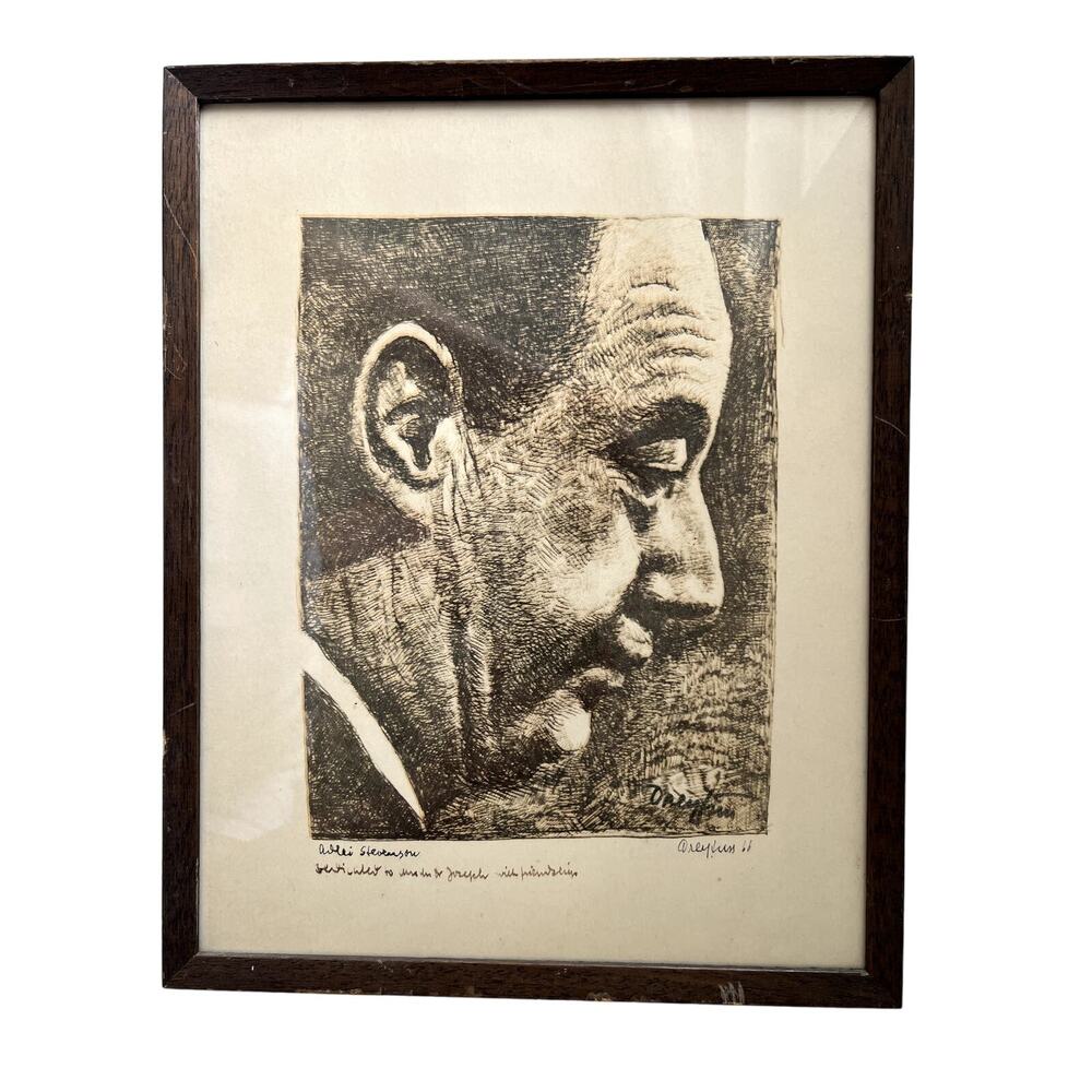 Vintage Lithograph Signed Personalized By Ernest E. Dreyfuss 1966 Framed